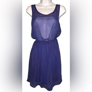 Dorothy Blue Orange Specks Bow Back Sheer Dress Swim Cover Up Skirt Lined Small